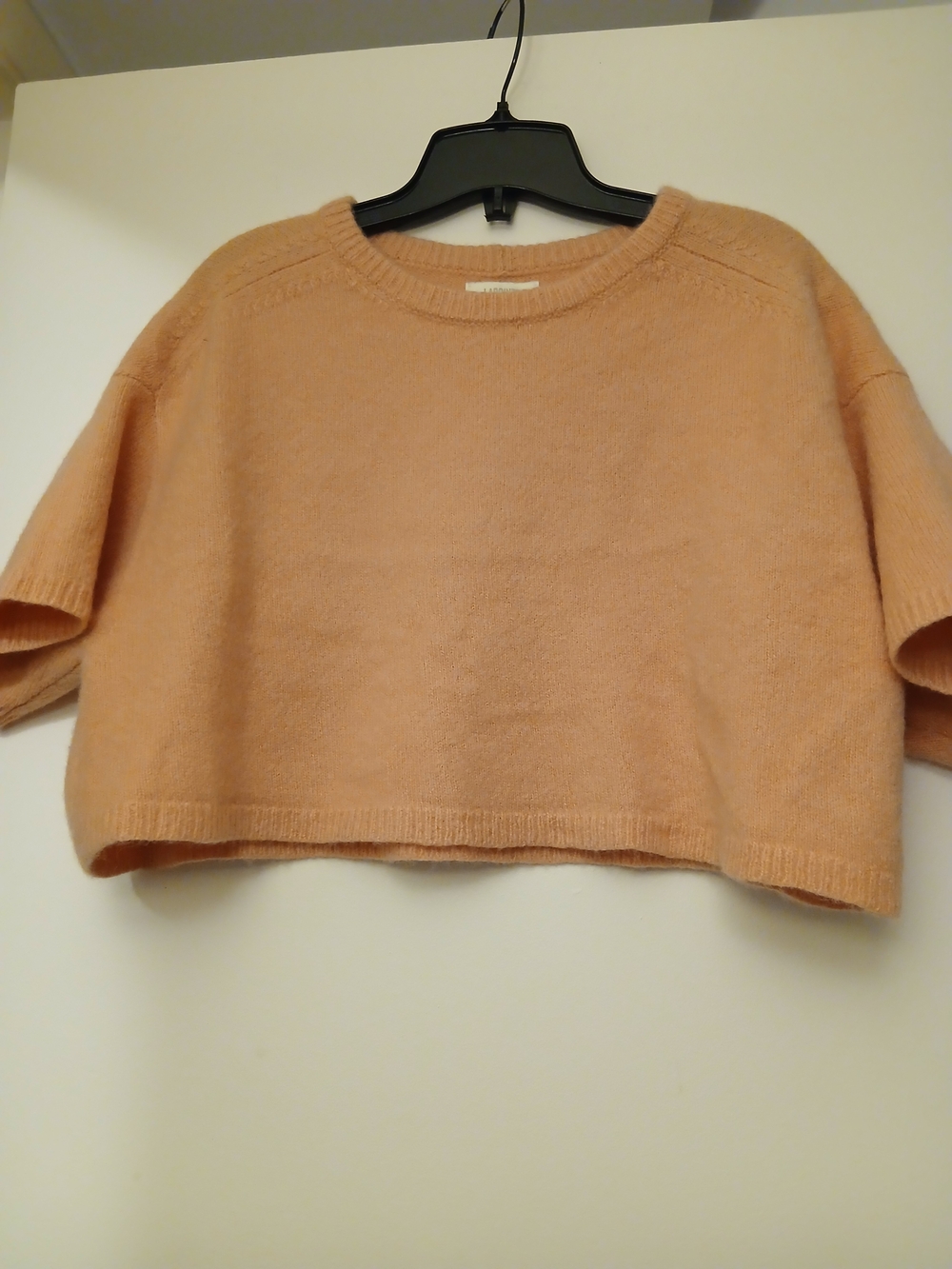 Lapointe Soft Peach Cropped Crew Neck Sweater
